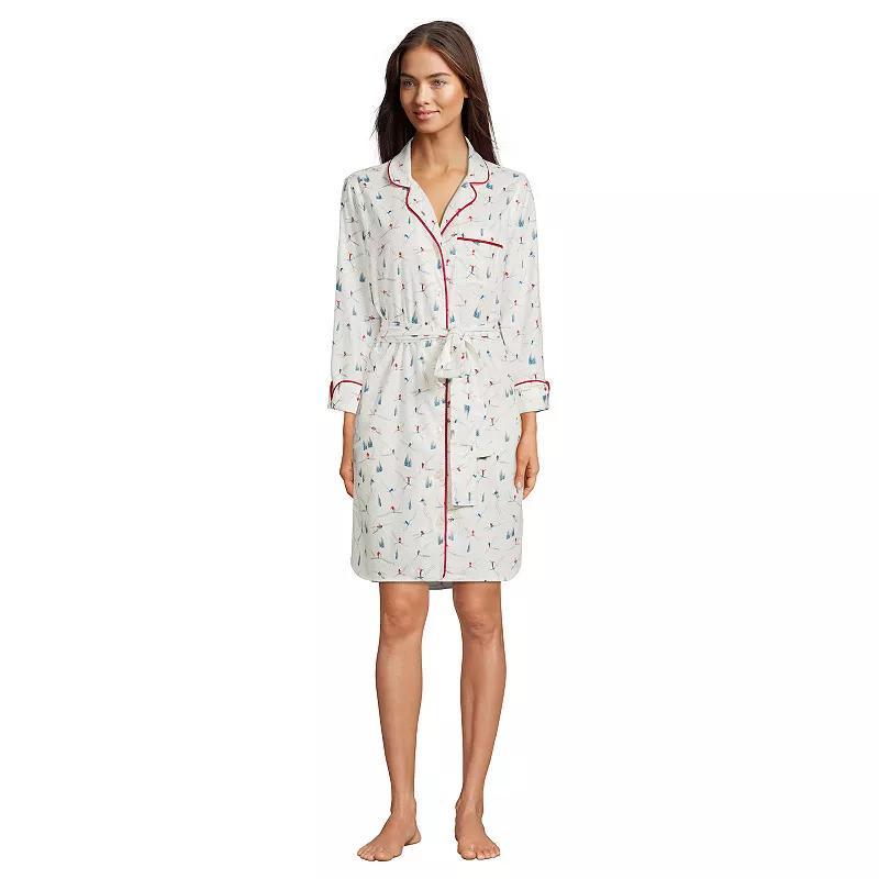 Women's Lands' End Long Sleeve Flannel Sleep Shirt Dress, Size: Large, Rich Red Field Check Product Image