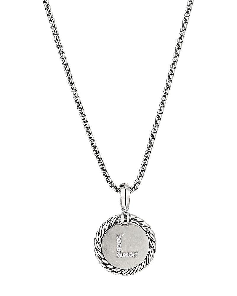 David Yurman Sterling Silver Cable Collectibles Initial Charm Necklace with Diamonds, 18 Product Image