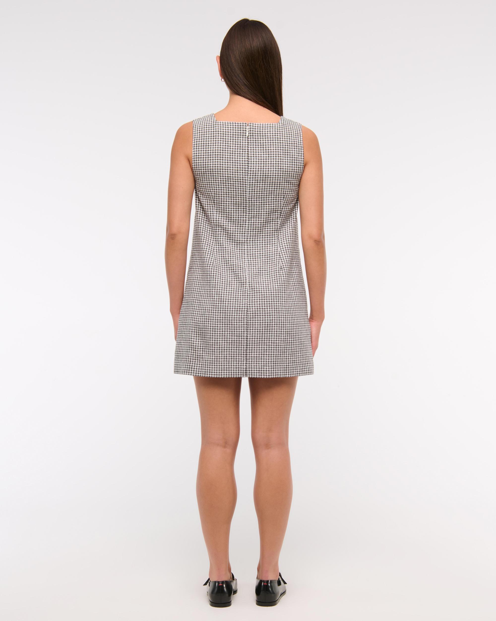 High-Neck Linen-Blend Mini Dress Product Image