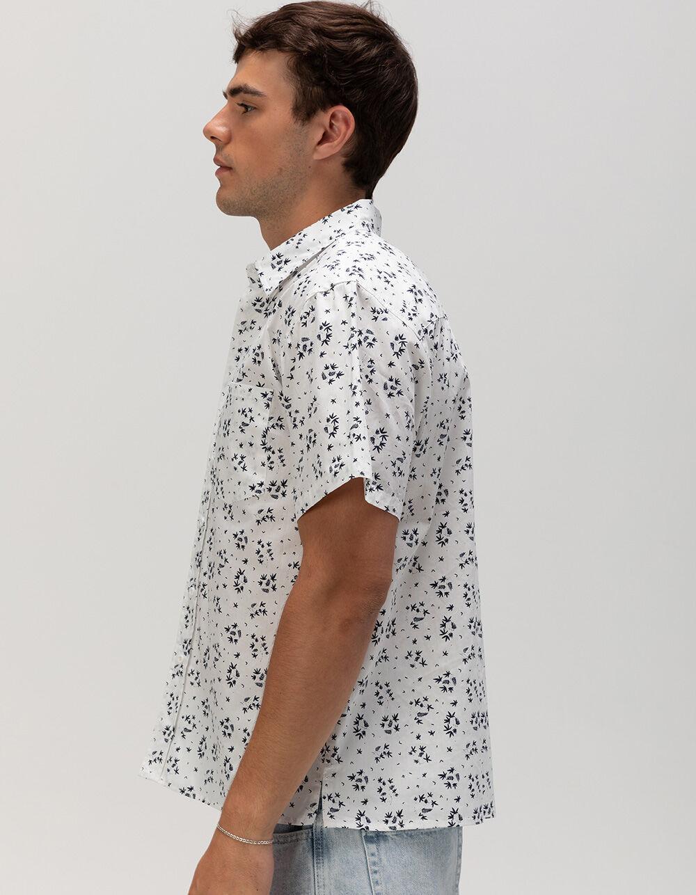 RSQ Mens Ditsy Print Poplin Button Up Shirt - WHITE Product Image