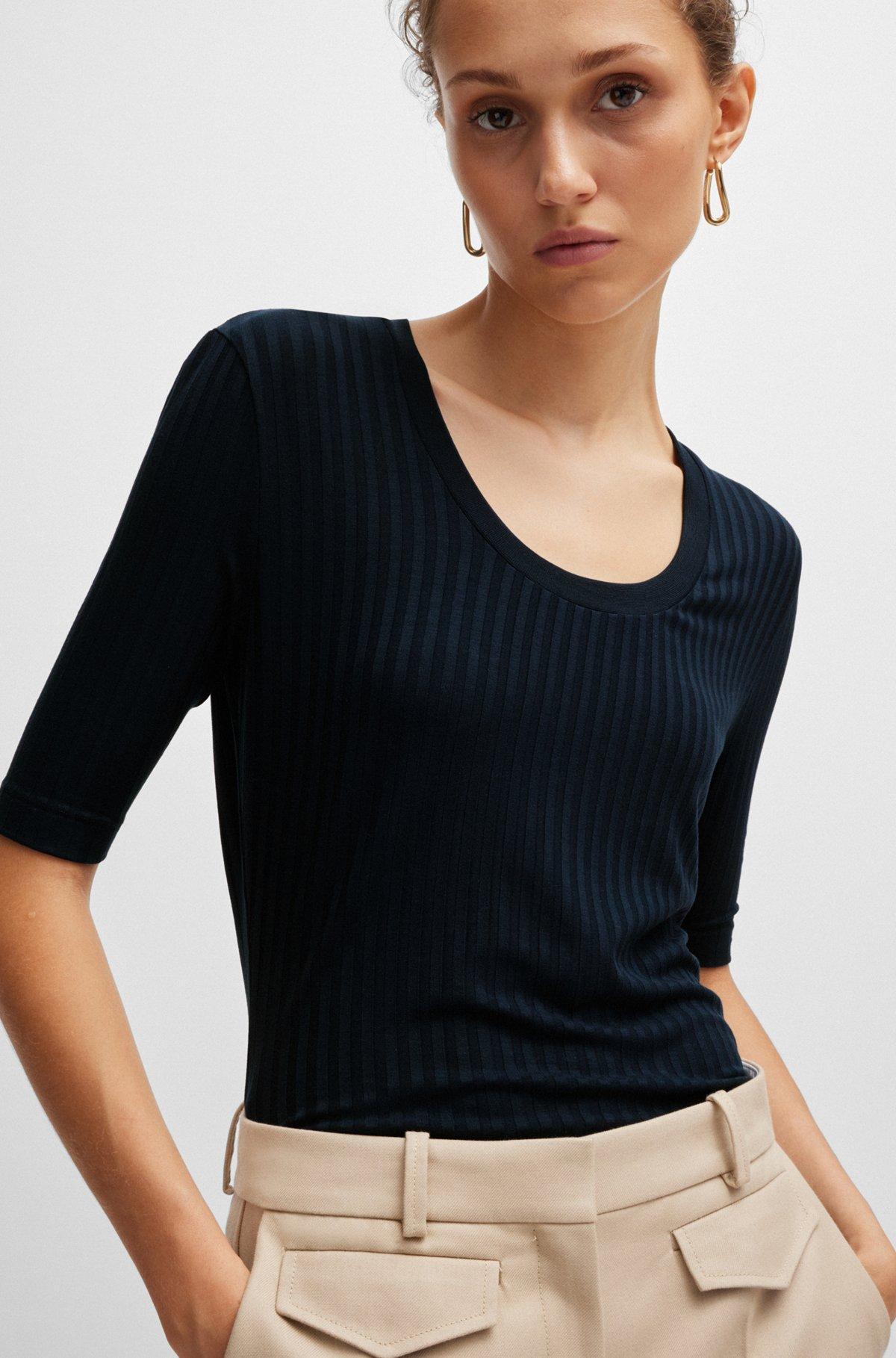 Scoop-neck top in stretch fabric Product Image