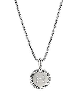 David Yurman Sterling Silver Cable Collectibles Initial Charm Necklace with Diamonds, 18 Product Image