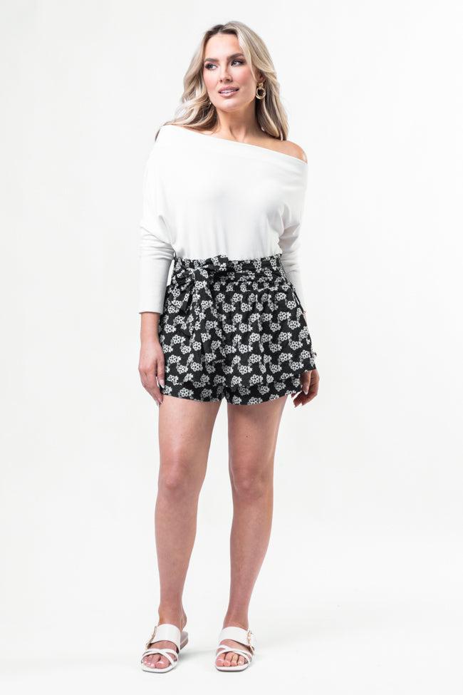 Garden Gathering Black Belted Floral Skort Product Image