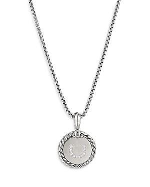 David Yurman Sterling Silver Cable Collectibles Initial Charm Necklace with Diamonds, 18 Product Image