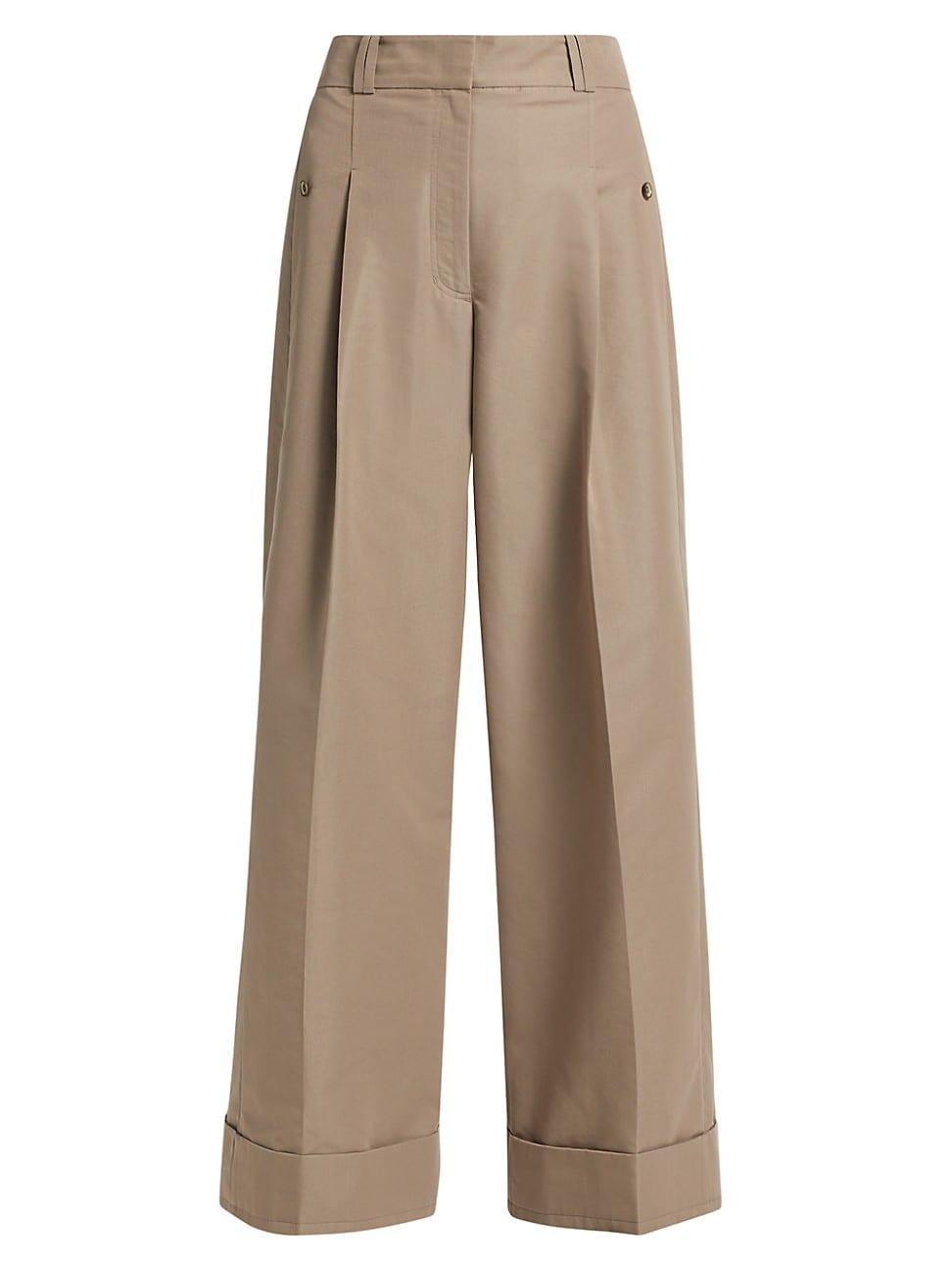 Womens High-Rise Pleated Wide-Leg Pants Product Image