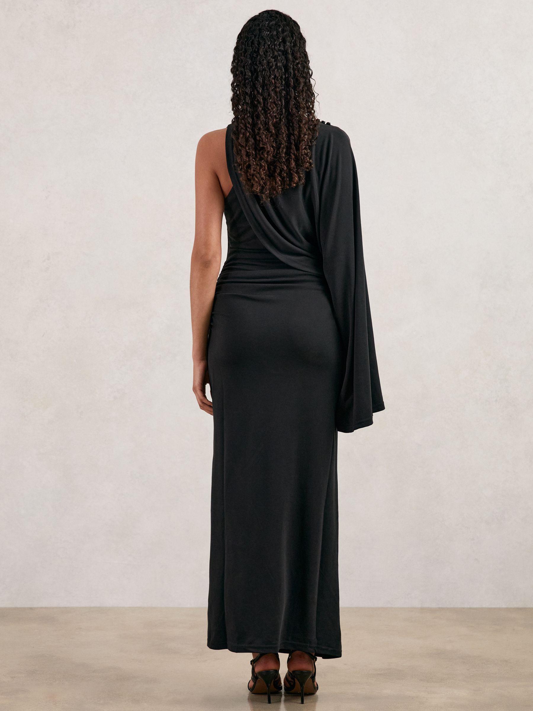 Acler Jersey Draped Midi Dress in Black Product Image