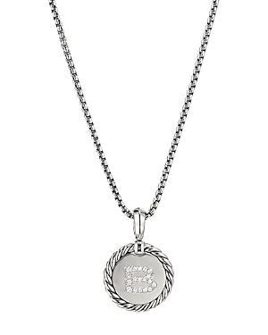 David Yurman Sterling Silver Cable Collectibles Initial Charm Necklace with Diamonds, 18 Product Image