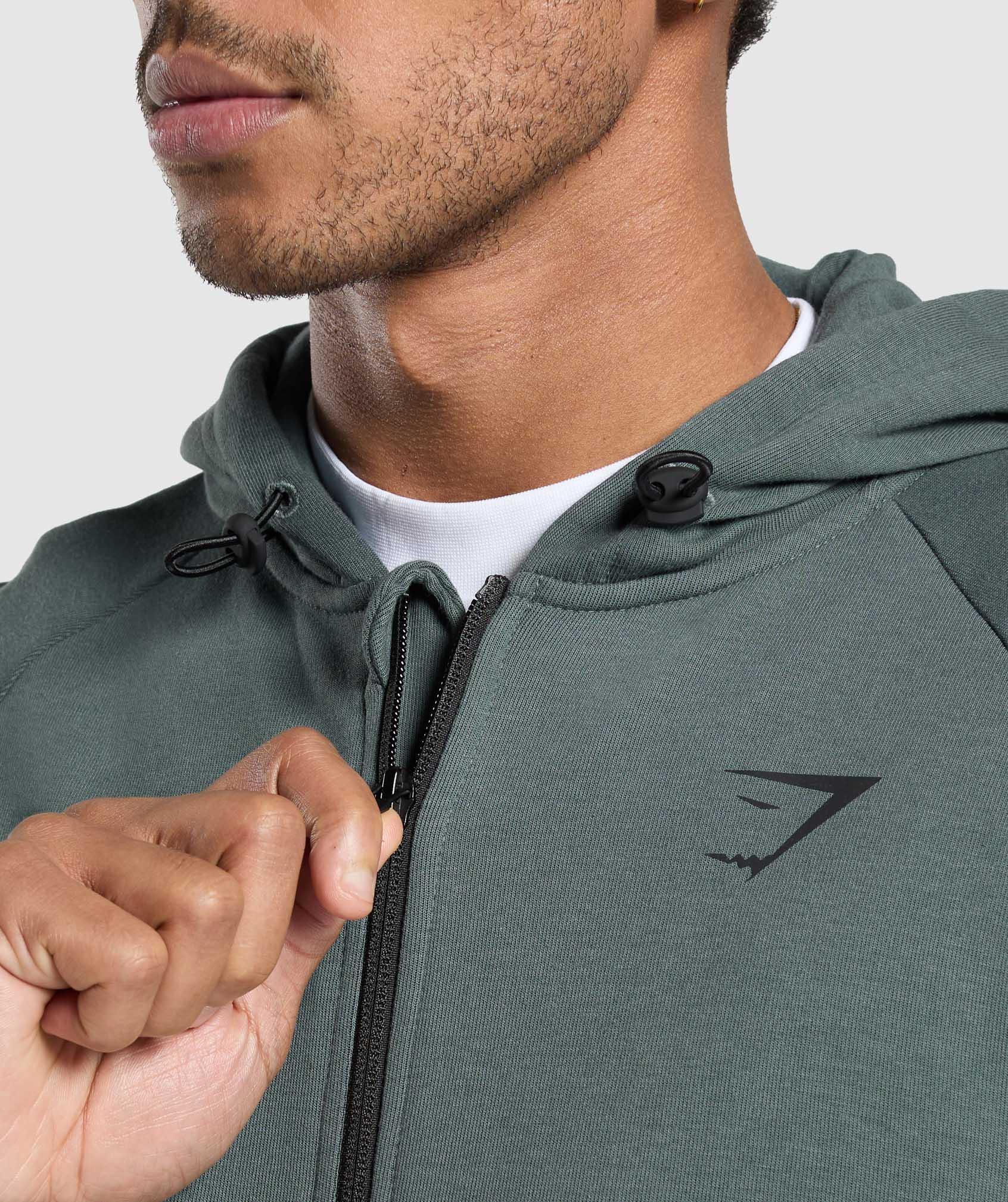 Gymshark Interlock Tech Zip Up Hoodie - Slate Teal Male Product Image