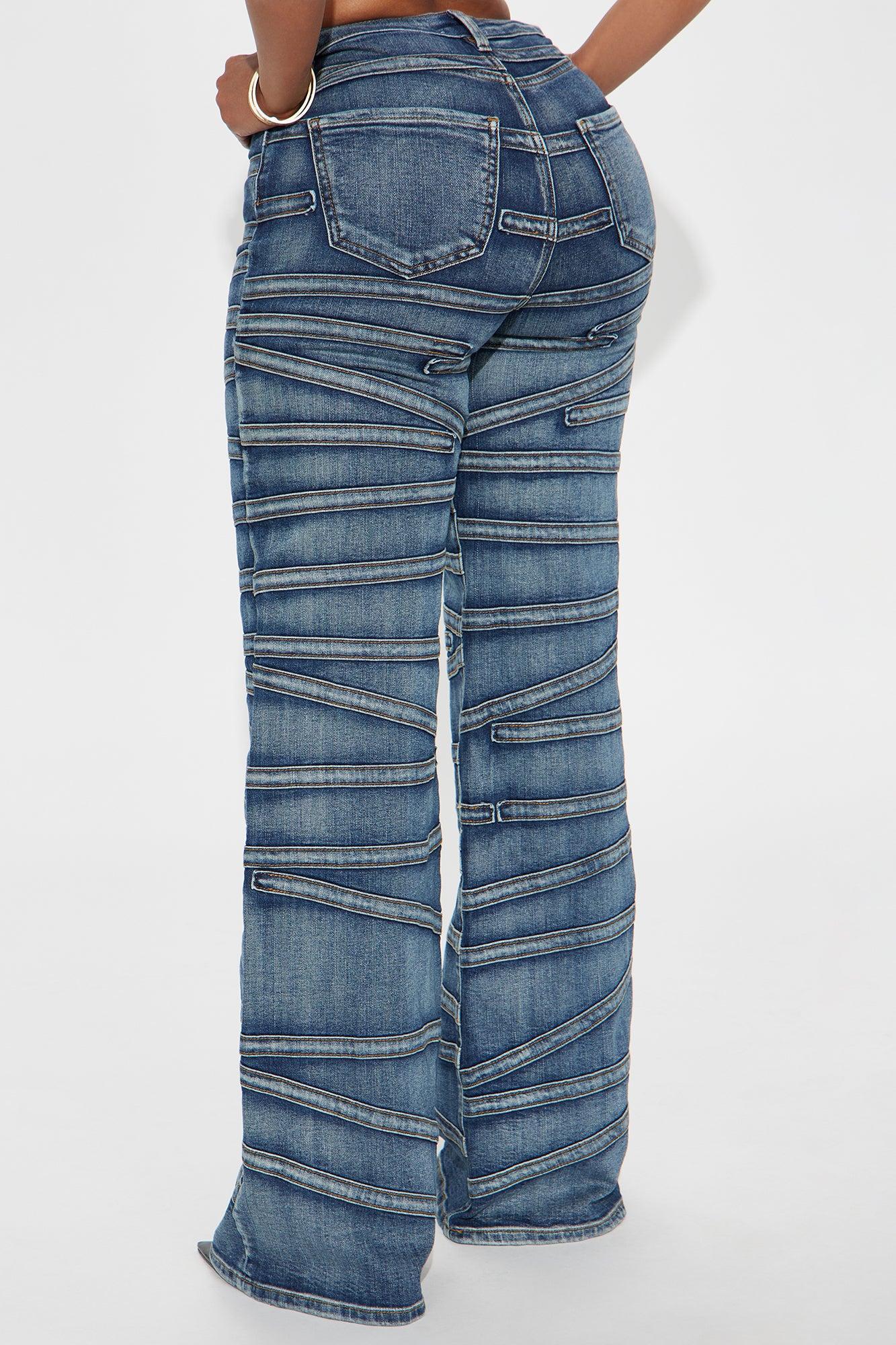 Seams Natural Wide Leg Jeans - Dark Wash Product Image