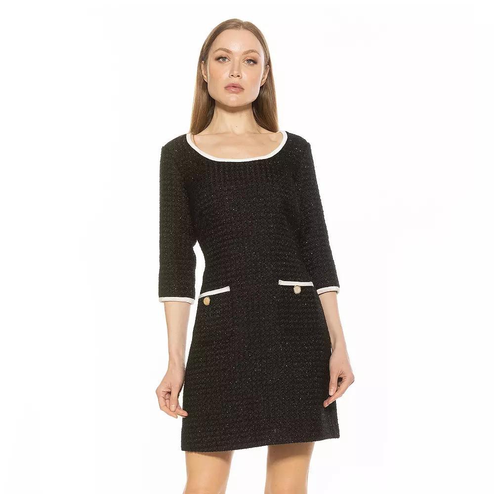 Women's ALEXIA ADMOR Orla Scoop Neck Shift Dress, Size: 4, Green Plaid Product Image