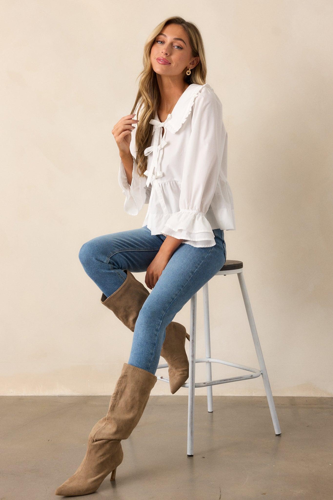Calm Reflections Cotton Ivory Blouse Product Image