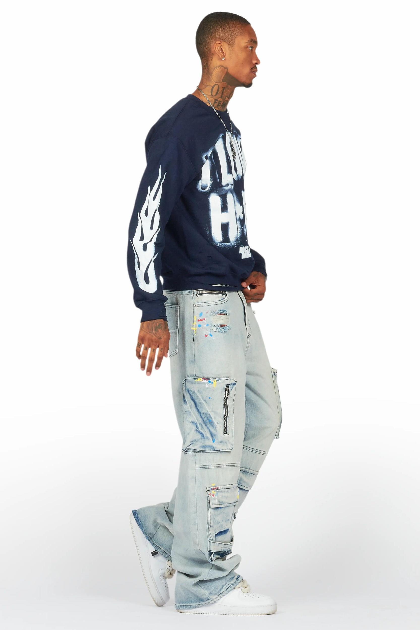 Banyan Navy/White Graphic Crewneck Male Product Image