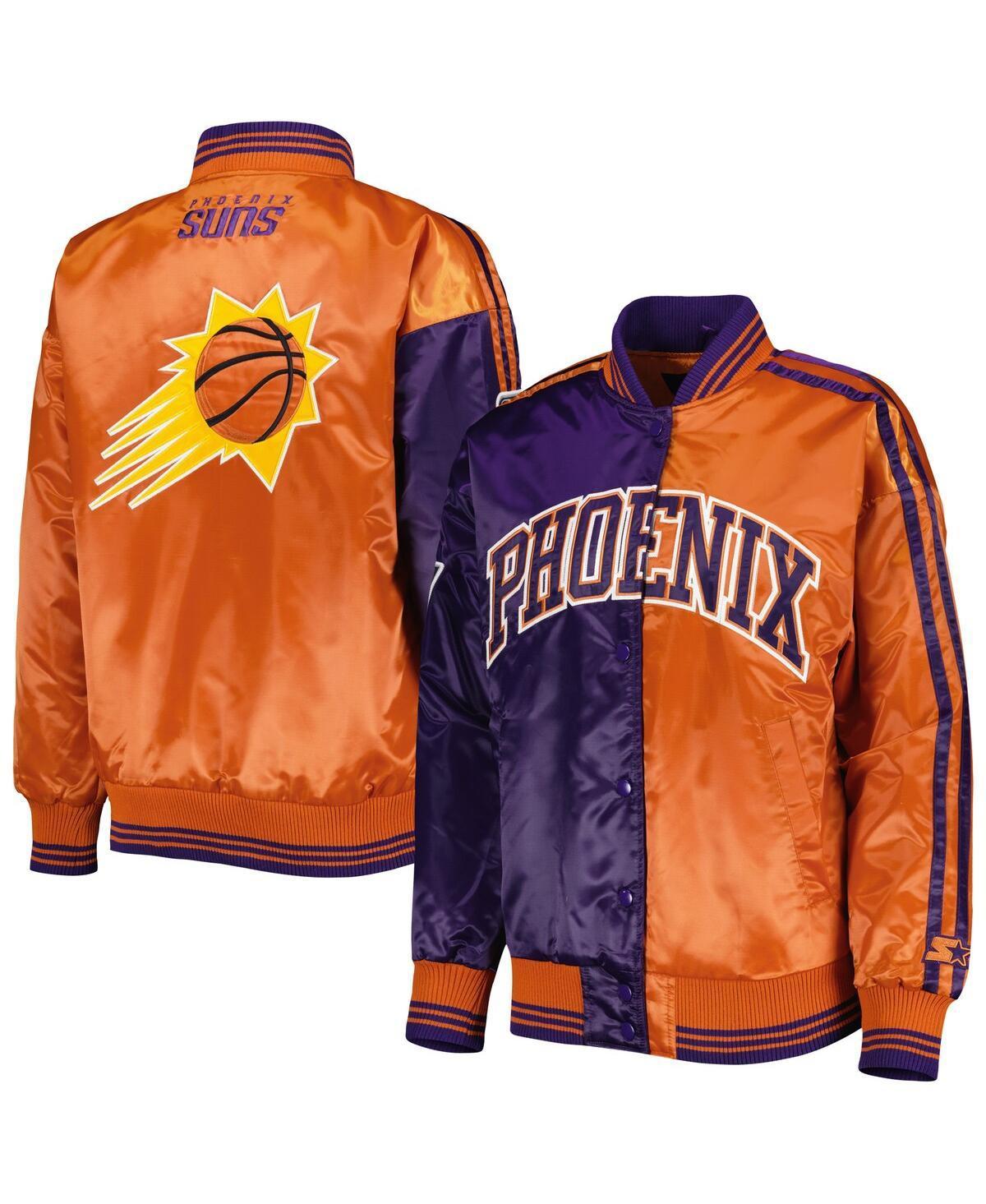 Women's Starter Purple/Orange Phoenix Suns Split Colorblock Satin Full-Snap Varsity Jacket, Size: Large, Phx Purple Product Image