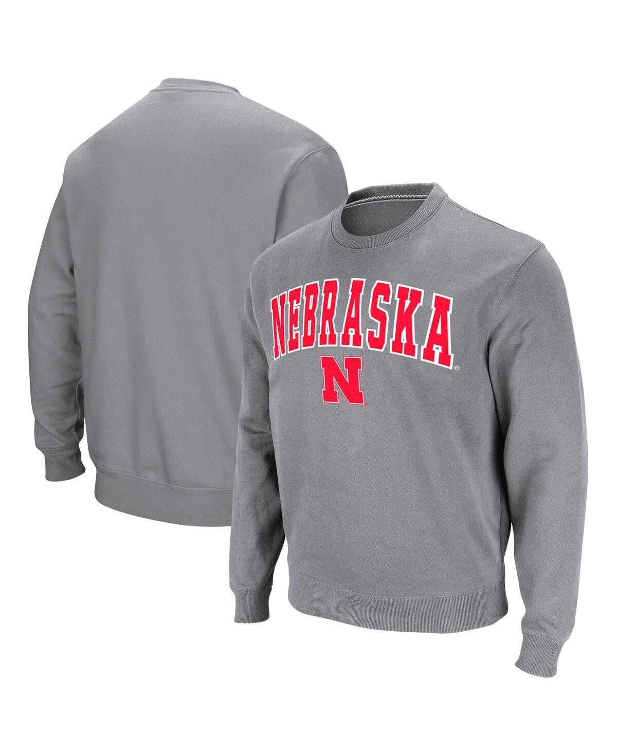 Mens Colosseum Heather Gray Nebraska Huskers Arch & Logo Pullover Sweatshirt Product Image