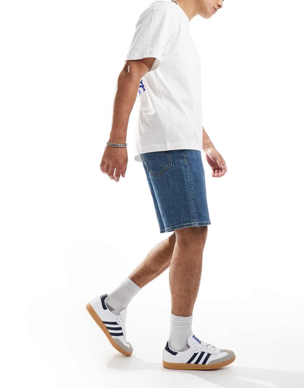 Selected Homme loose fit denim shorts in blue wash Product Image