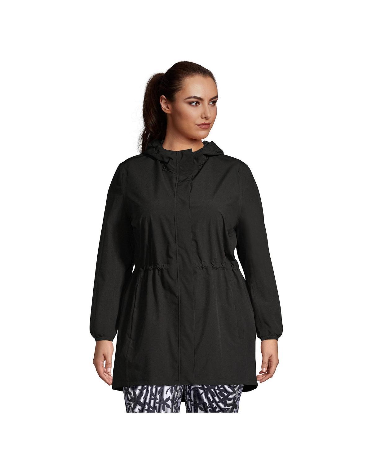 Petite Lands End Hooded Packable Raincoat, Womens Deep Blue Product Image