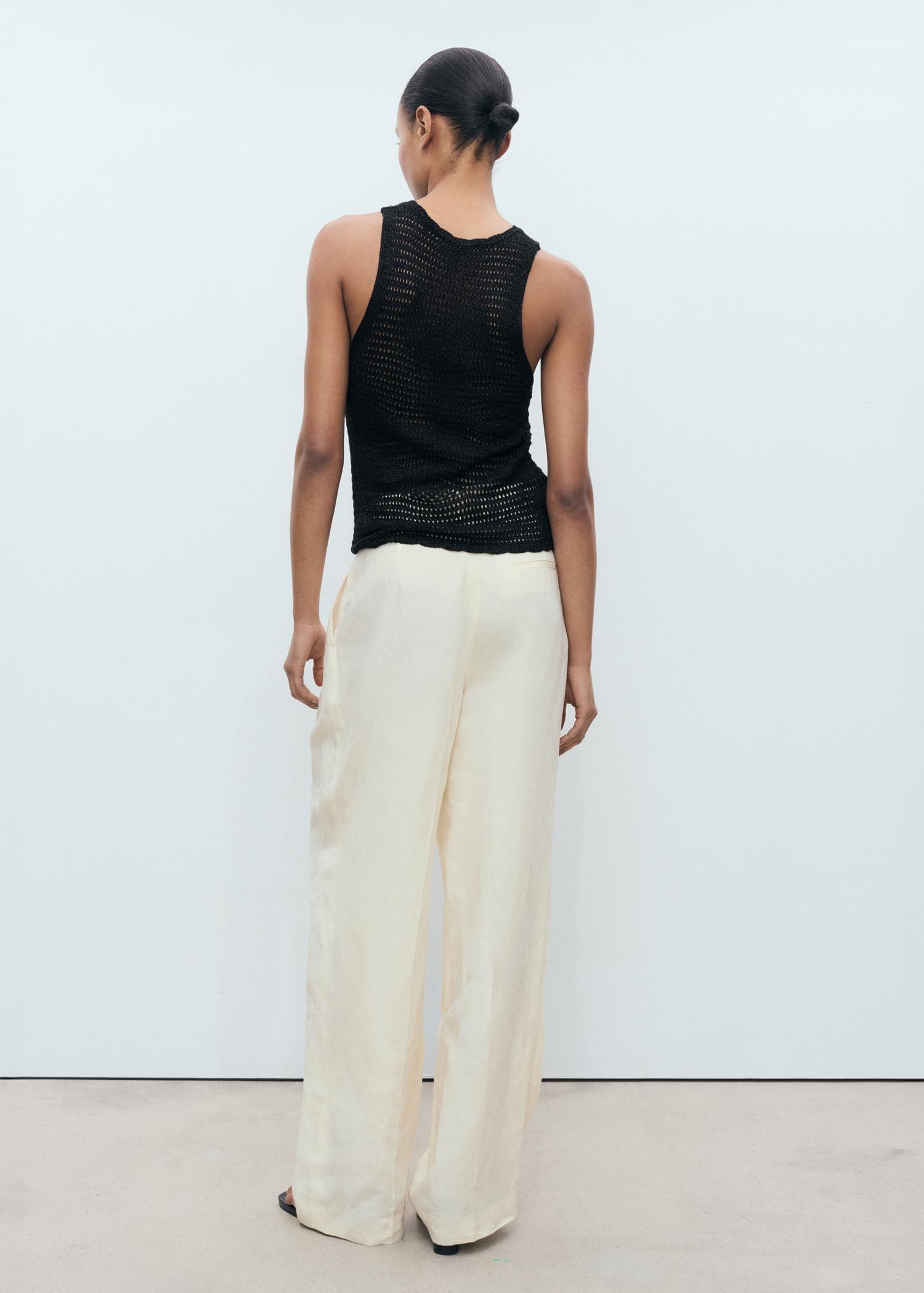 Openwork knitted lurex top - Women | MANGO USA Product Image