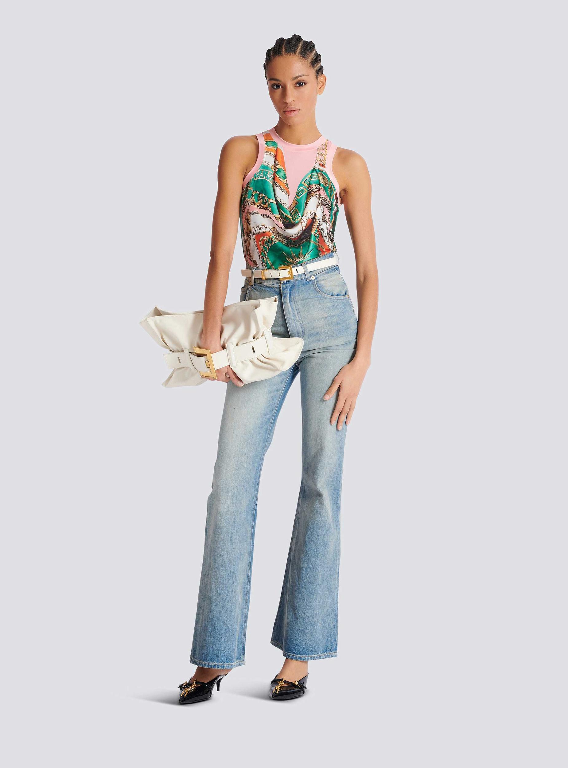 Trompe-l'œil-style Balmain Foulard print vest top  Product Image