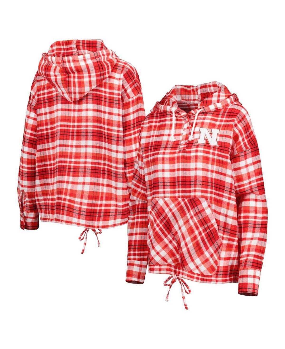 Womens Concepts Sport Scarlet Nebraska Huskers Mainstay Plaid Pullover Hoodie Product Image