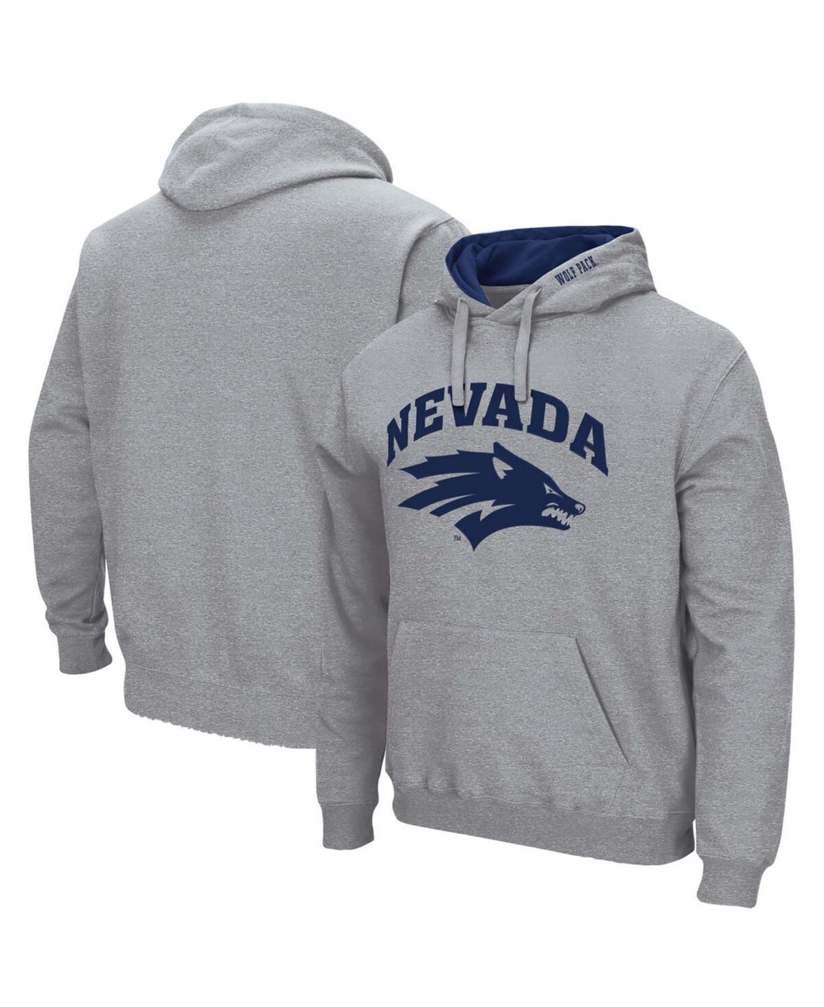 Men's Colosseum Heathered Gray Nevada Wolf Pack Arch and Logo Pullover Hoodie, Size: Large, Nev Grey Product Image