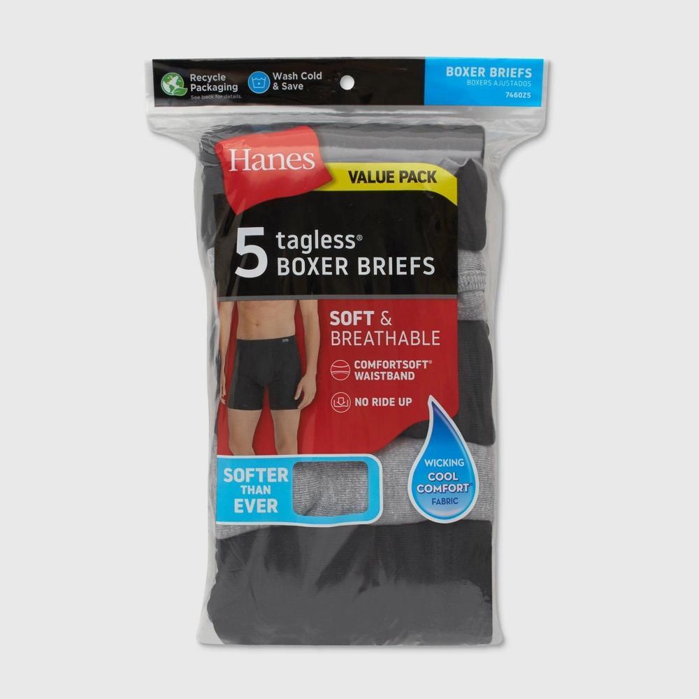 Hanes Men's Comfort Soft Waistband Boxer Briefs 5pk - Black L: Tagless, Breathable, Moisture Wicking, Machine Washable Product Image