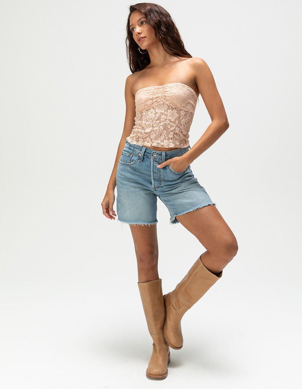 LEVI'S Premium 501 Mid Thigh Womens Shorts - Fun Flare - MED BLAST Product Image