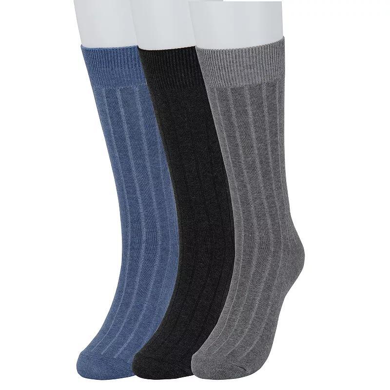 Men's Sonoma Goods For Life® 3-pack Ribbed Dress Socks, Size: 7-12, Gray Black Navy Product Image