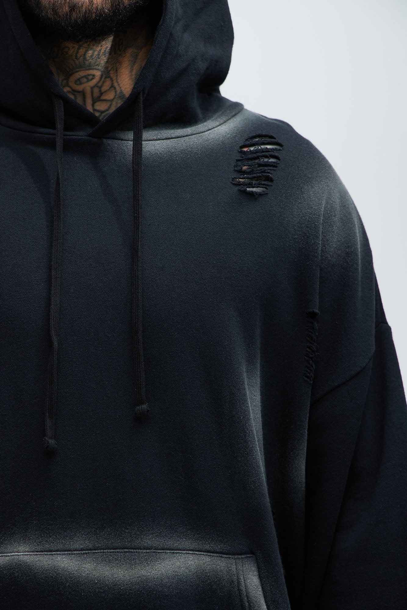 Tyson Brushed Oversized Hoodie - Black Wash Product Image