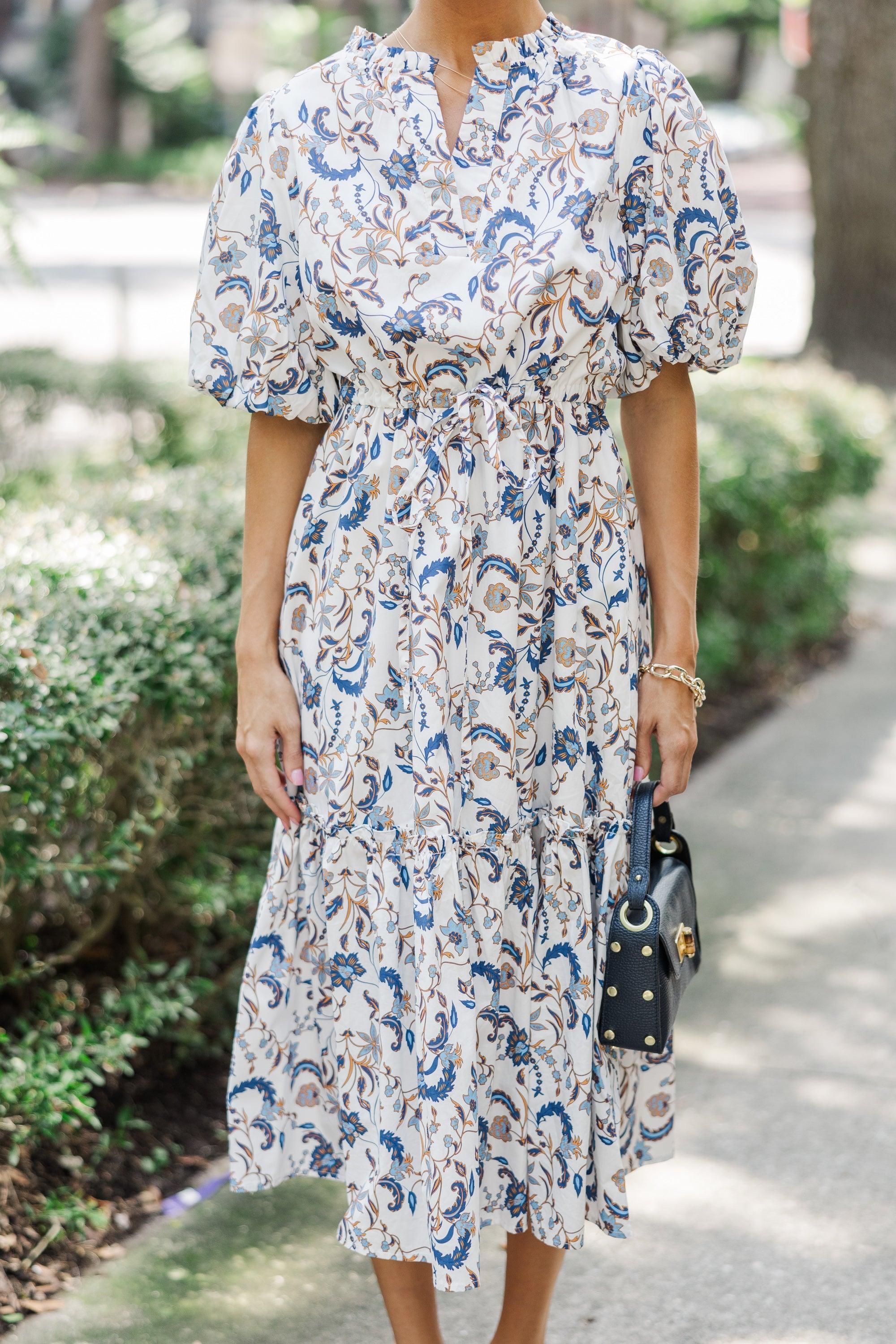 It's A Match Off White Floral Midi Dress Female Product Image