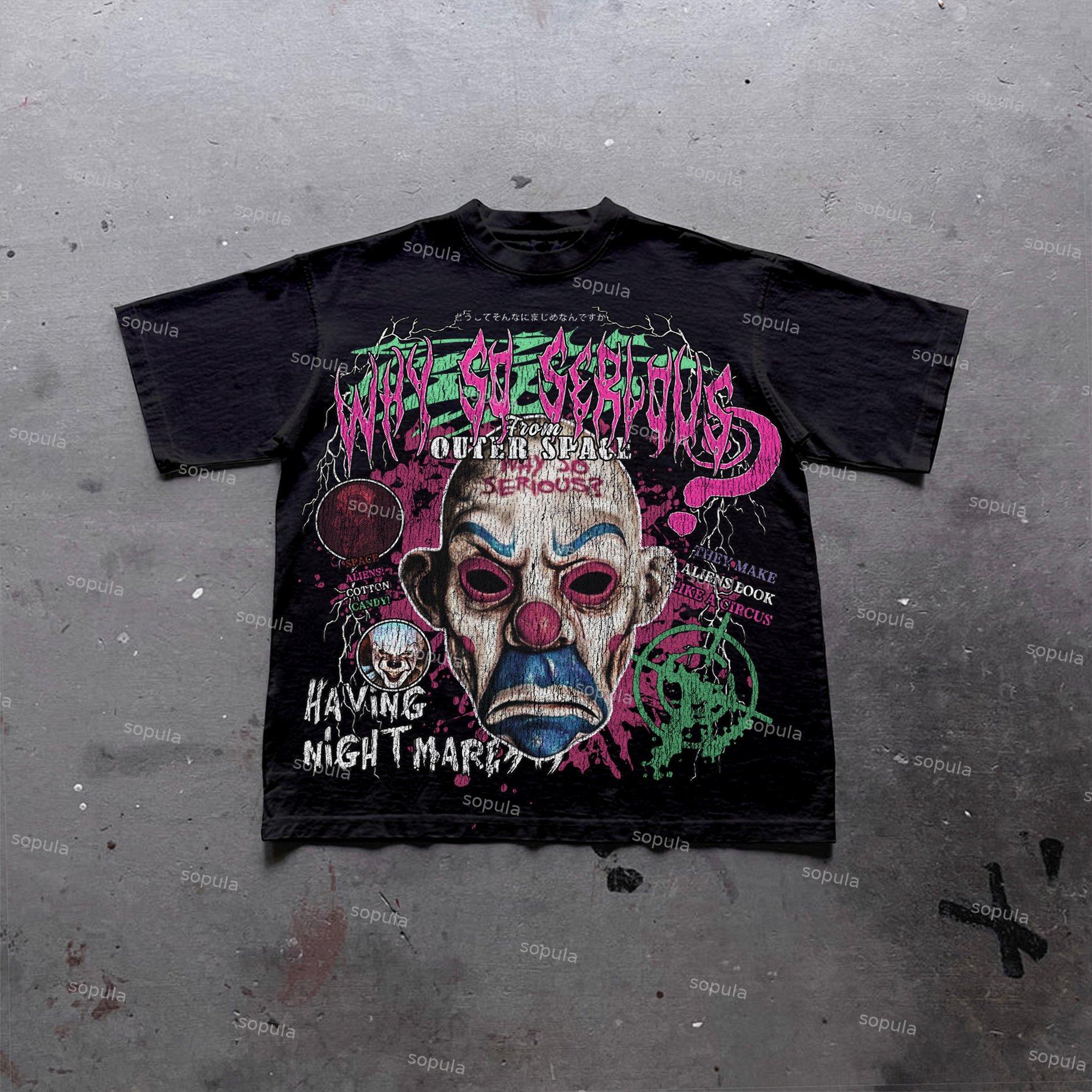 Sopula Dark Fear Joker Broken Print Graphic Cotton T-Shirt Product Image