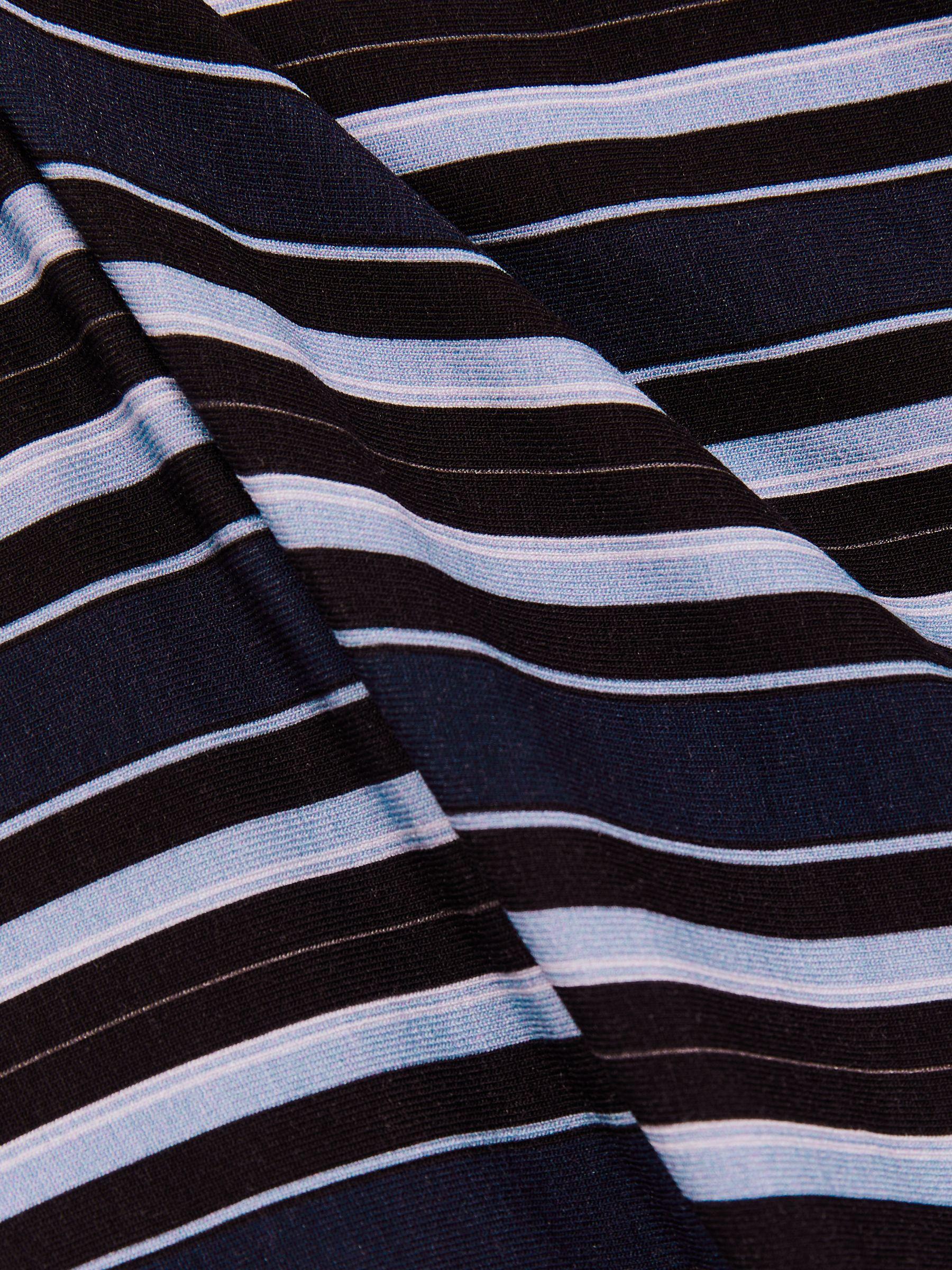 Stripe-Print Draped Midi Dress in Blue Product Image