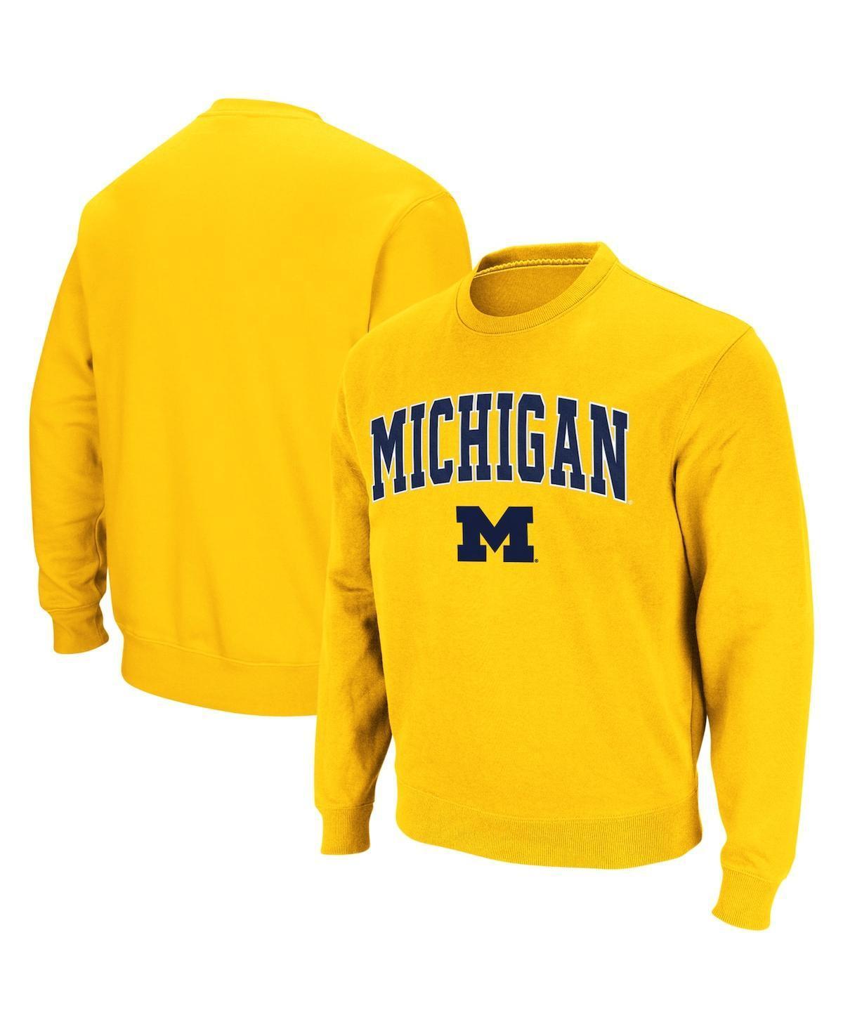 Men's Colosseum Charcoal Michigan Wolverines Arch & Logo Crew Neck Sweatshirt, Size: Small Product Image
