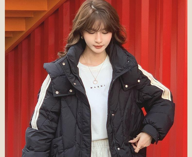 High Neck Two Tone Zip-Up Parka Product Image