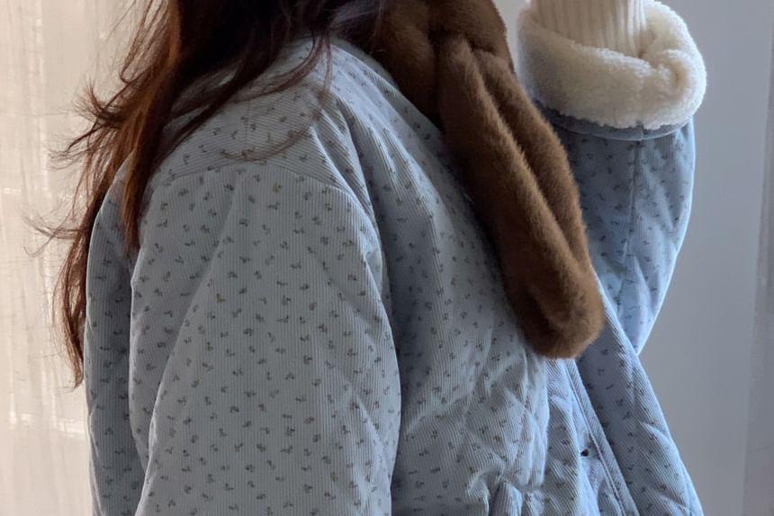 Floral Quilted Fleece-Lined Button Jacket Product Image