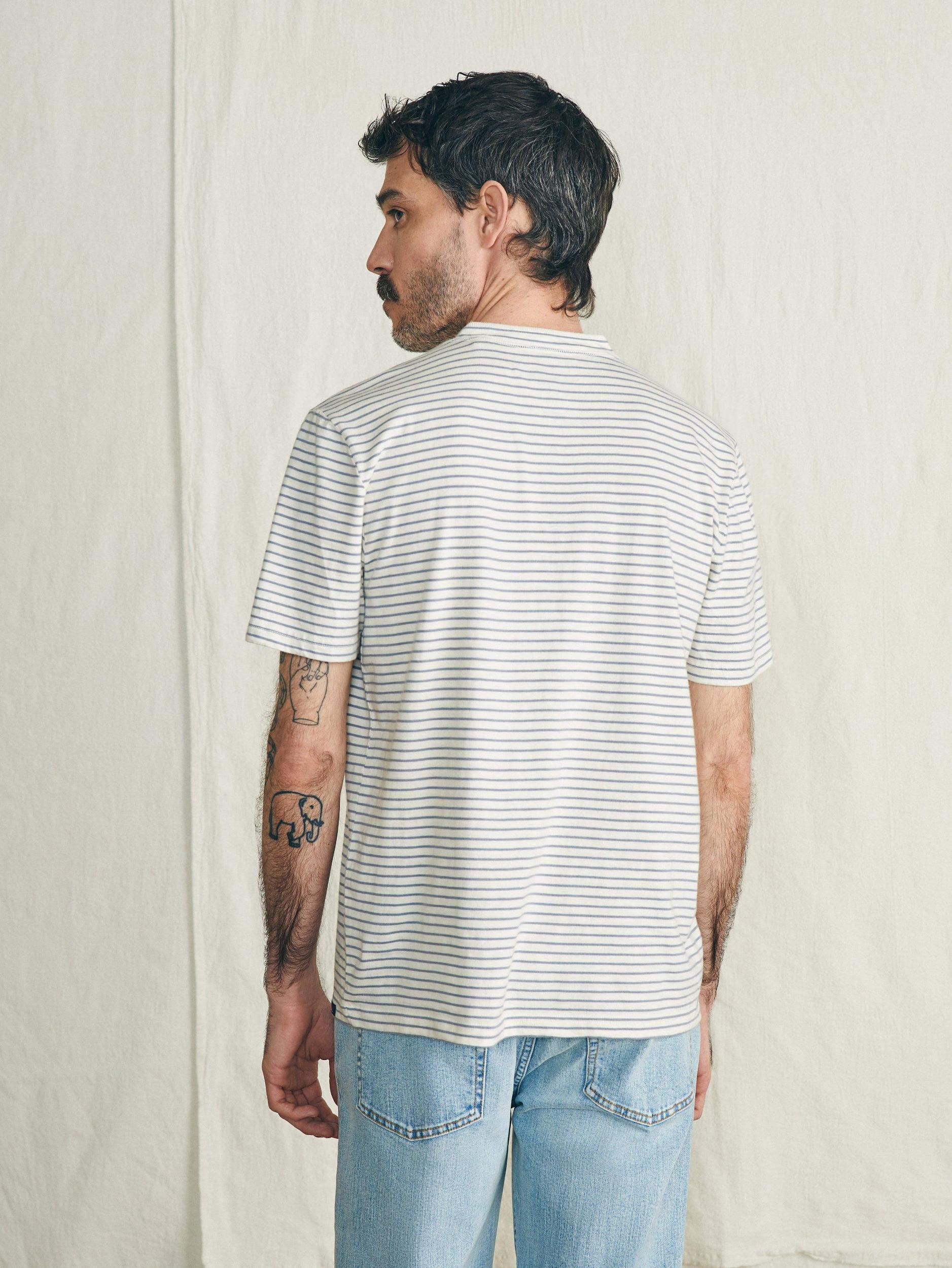 Short-Sleeve Sunwashed Henley - Shell Flint Stripe Male Product Image