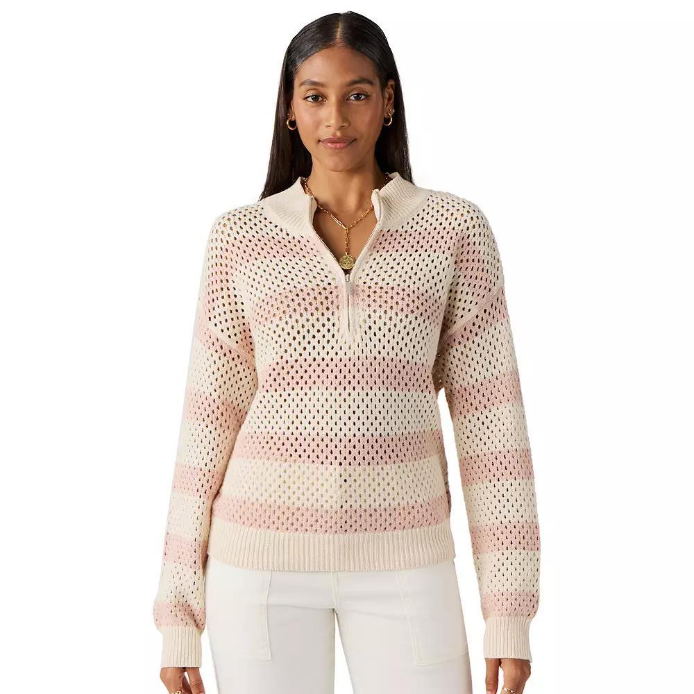 Womens Modern Supply By Sanctuary Half-Zip Sporty Open Work Sweater Product Image