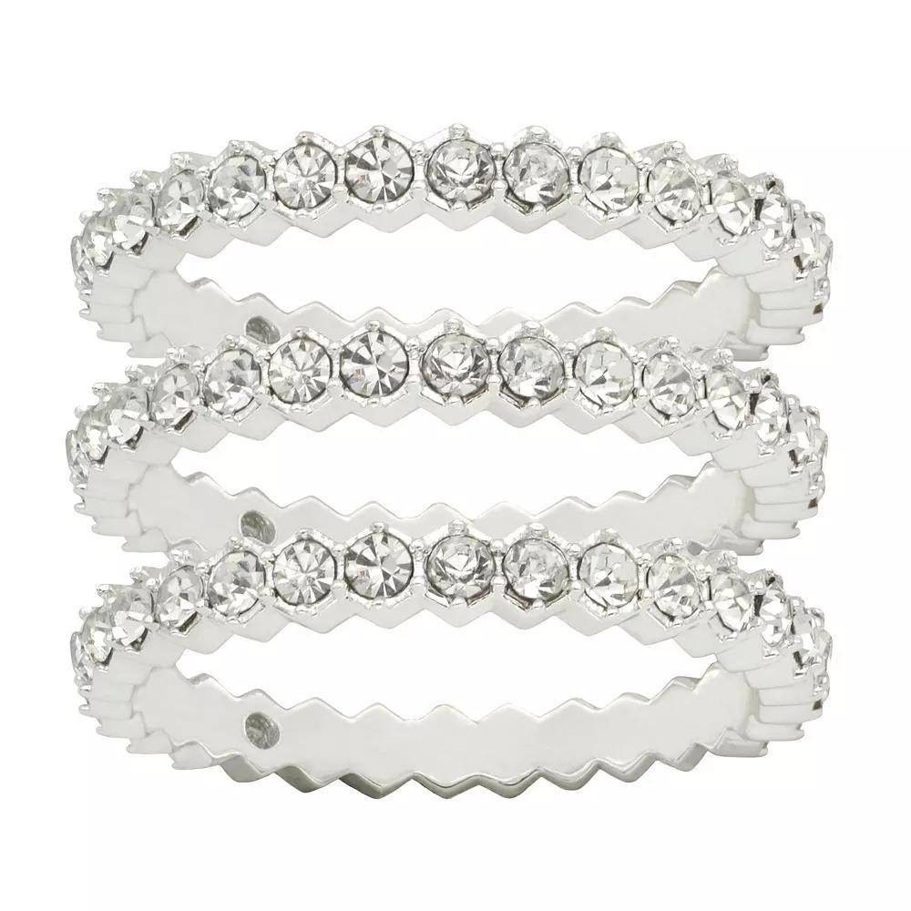 City Luxe Silver Tone Cubic Zirconia Pave Stacking Rings Trio, Women's, Size: 7 Product Image
