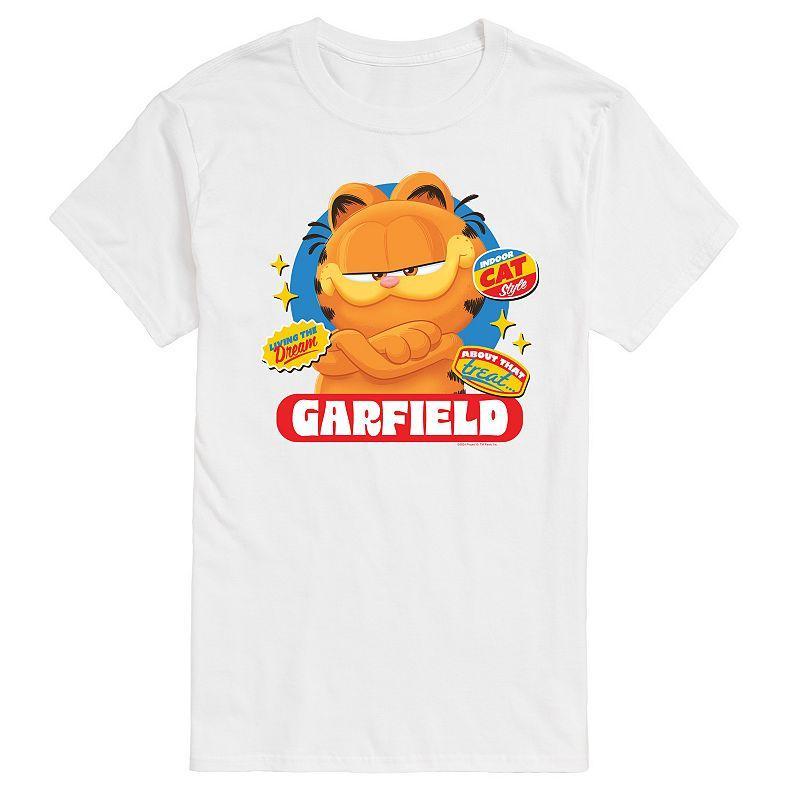 Mens Garfield The Movie Stickers Graphic Tee Athletic Grey Product Image