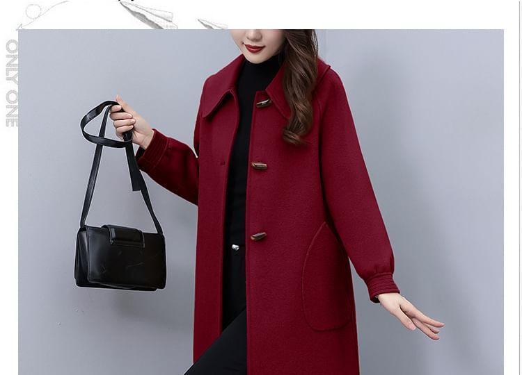 Collared Plain Button Coat Product Image