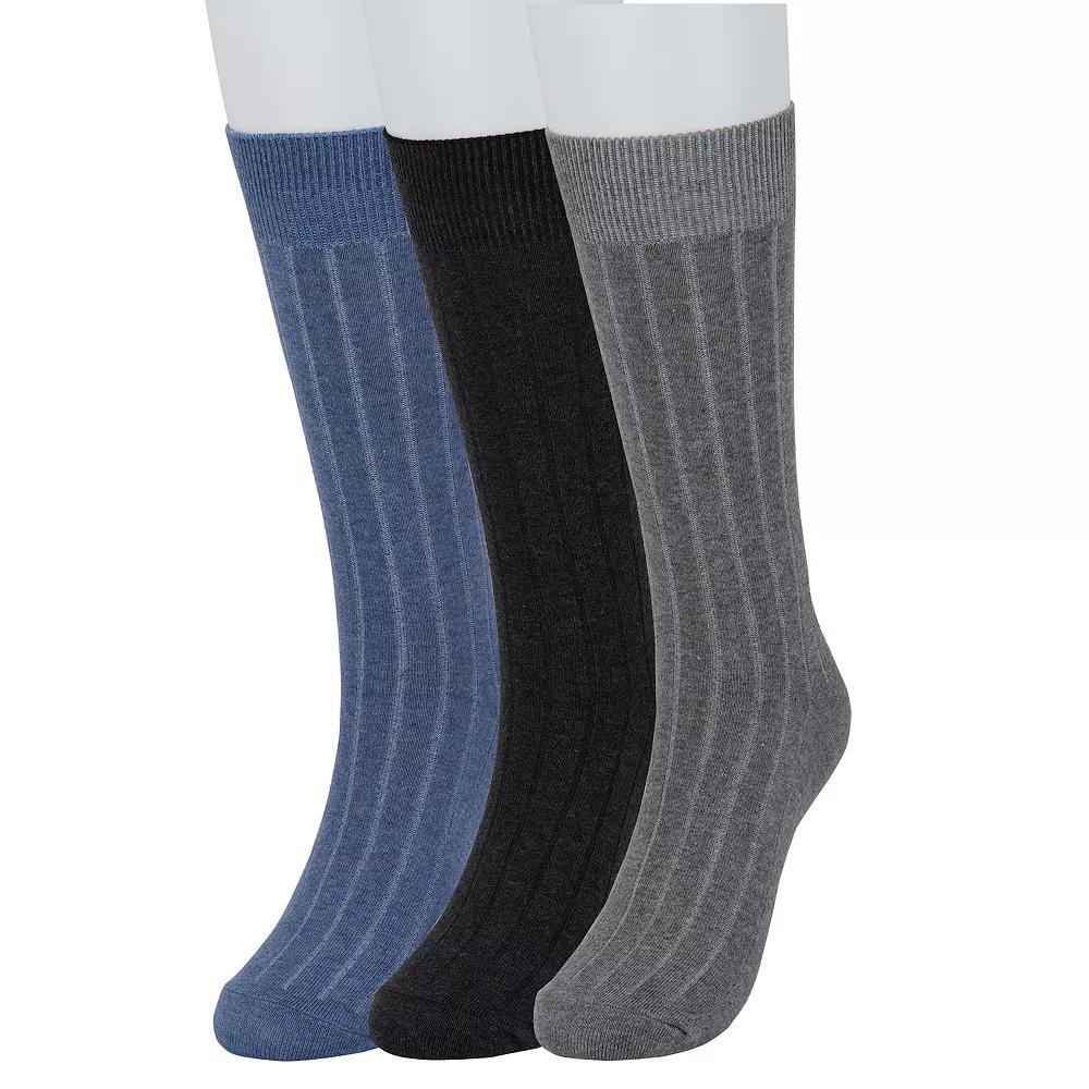 Men's Sonoma Goods For Life® 3-pack Ribbed Dress Socks, Size: 7-12, Gray Black Navy Product Image