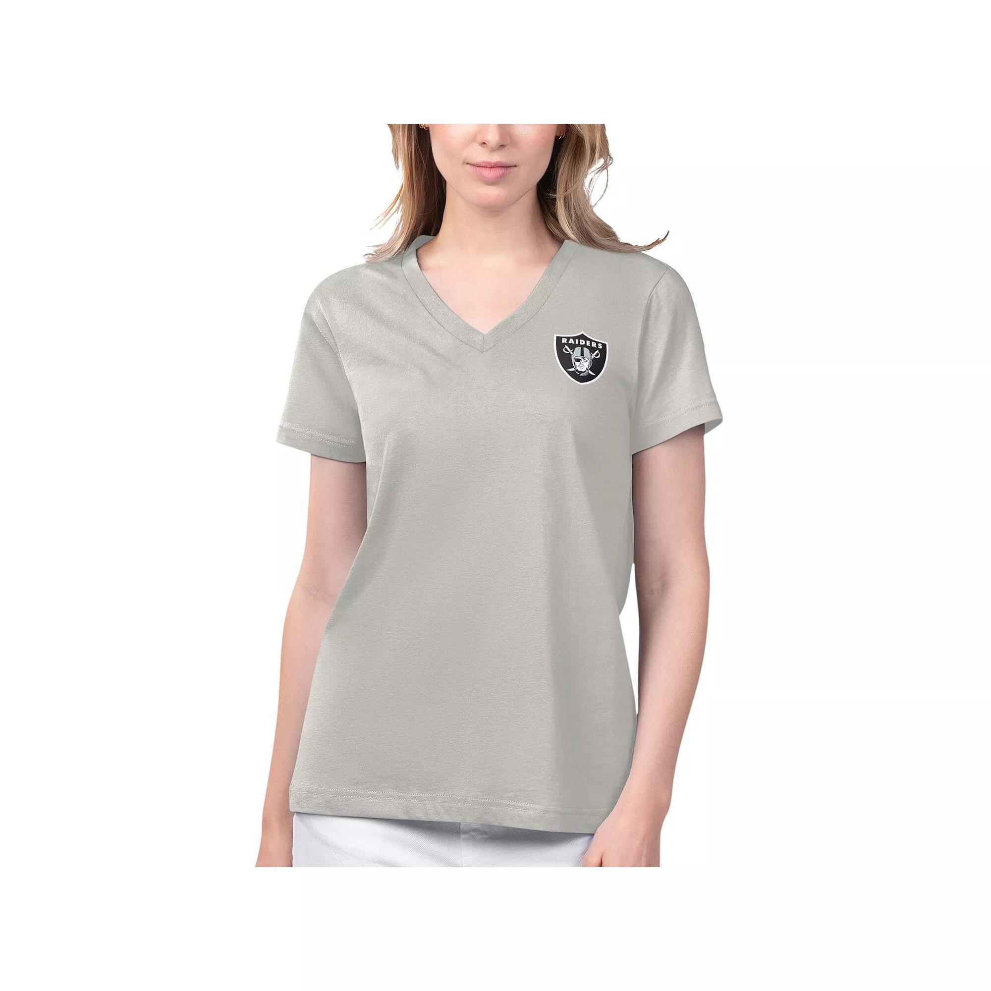 Women's Margaritaville Gray Las Vegas Raiders Game Time V-Neck T-Shirt, Size: Small, Lvr Grey Product Image