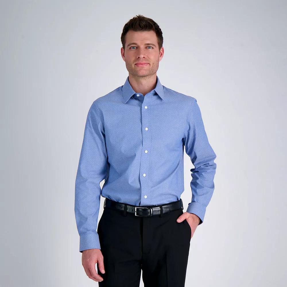 Men's Haggar® Premium Comfort Classic Fit Wrinkle Resistant Dress Shirt, Size: 16.5-32/33, Blue Blue Dobby Product Image