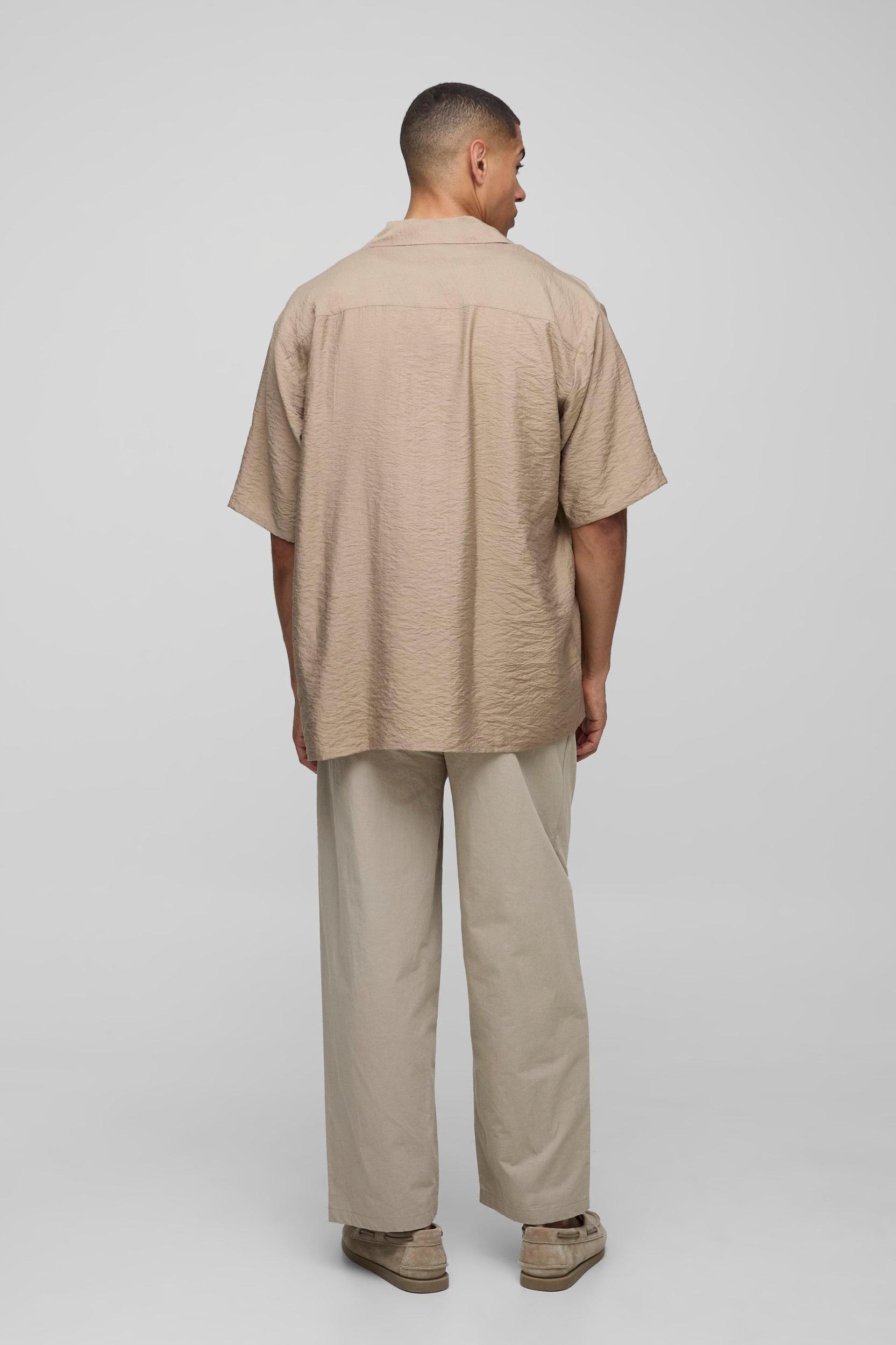 Oversized Half Sleeve Crinkle Viscose Shirt | boohooMAN USA Product Image