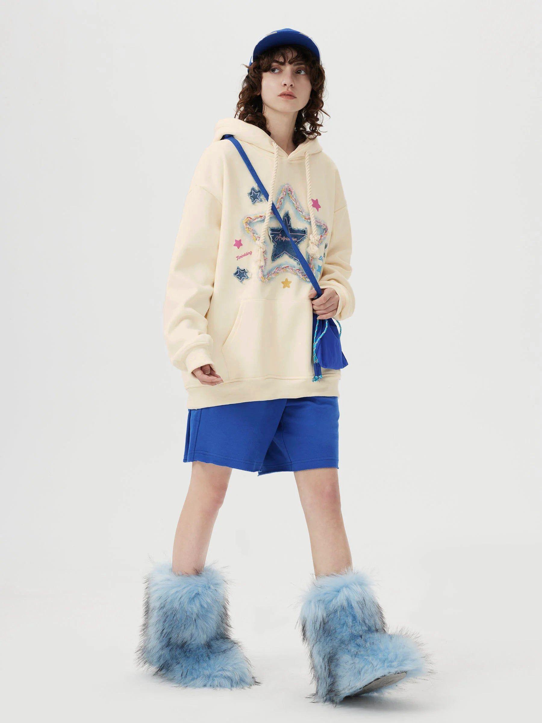 Aelfric Eden Denim Star Applique Hoodie Product Image
