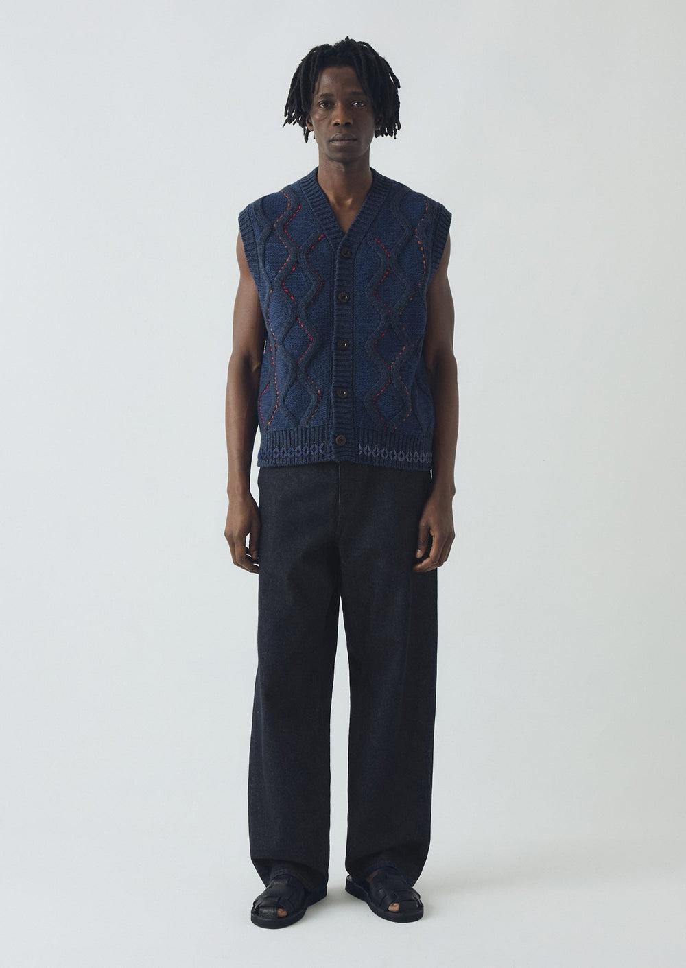 Hand Embellished Button Through Tank | Blue Multi Product Image