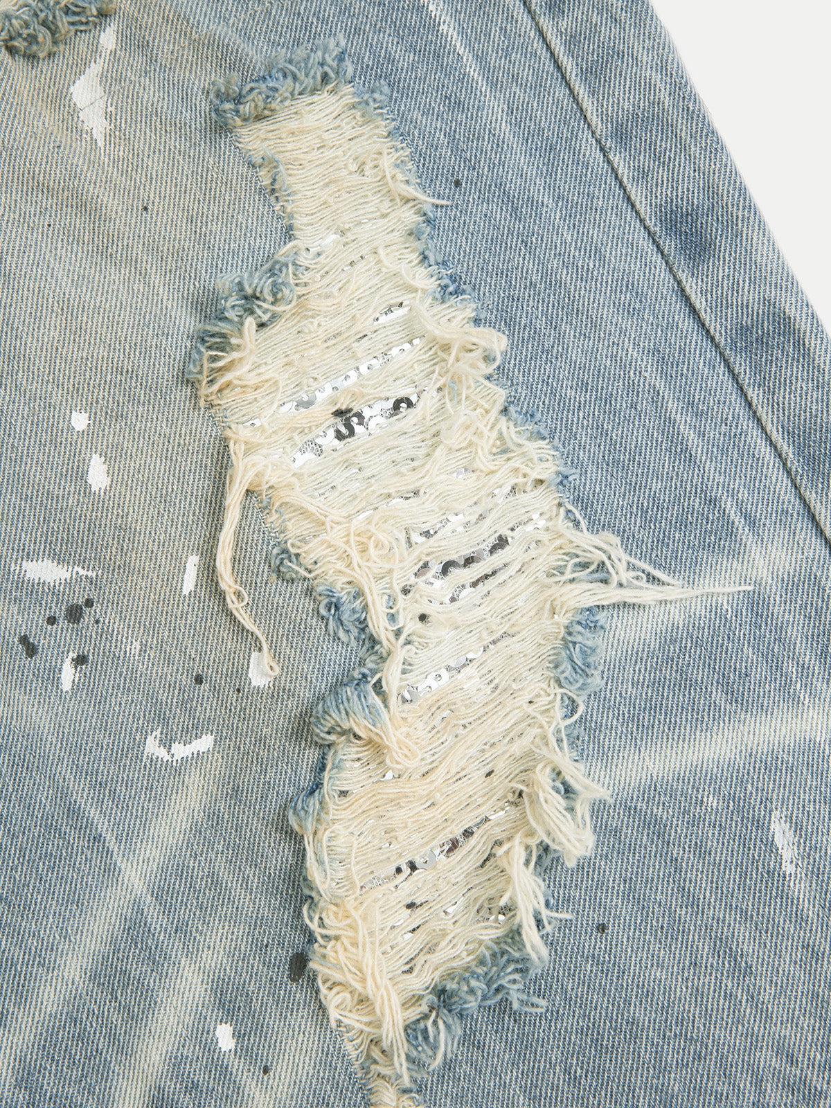 Aelfric Eden Splash Ink Distressed Longline Jorts Product Image