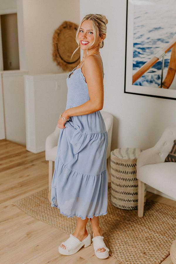 Sweet And Gentle Chiffon Midi Dress in Airy Blue Product Image