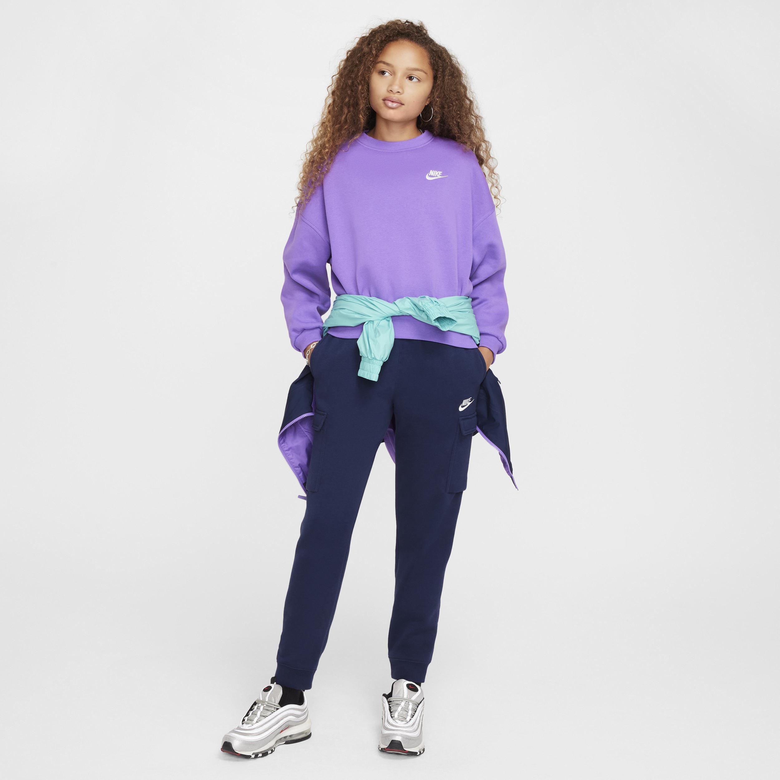Nike Kids' Sportswear Club Fleece Crewneck Sweatshirt in Black Raspberry/White at Nordstrom Product Image