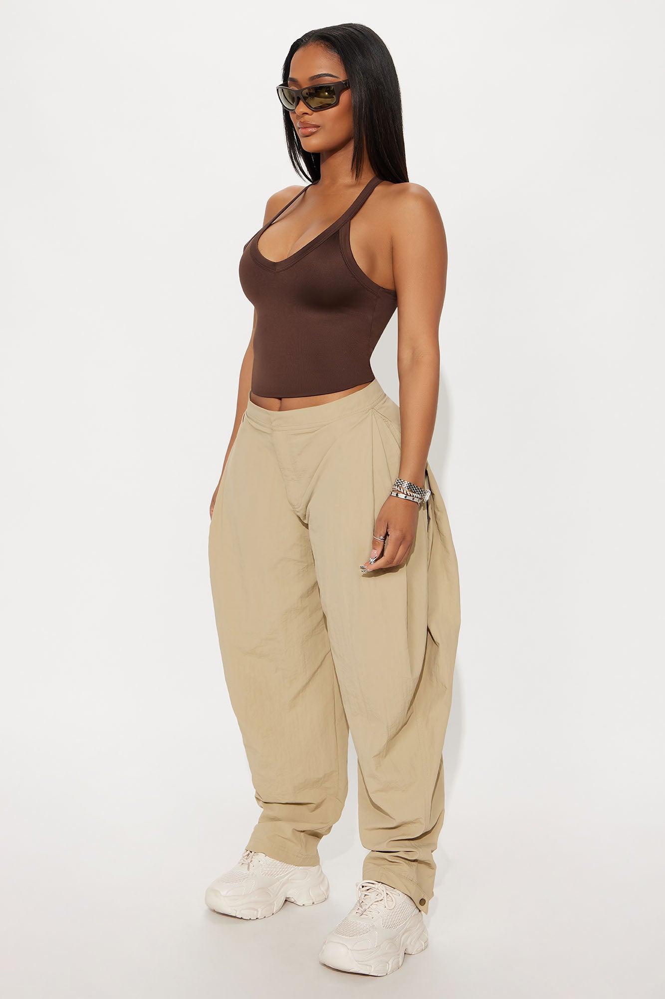 Contour Double Lined V-Neck Tank Top - Chocolate Product Image