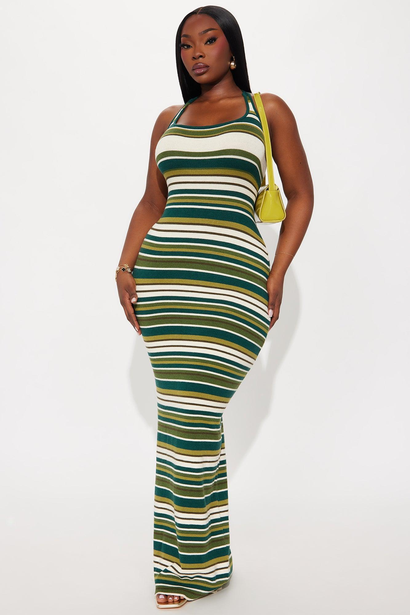 Lynette Striped Maxi Dress - Green/combo Product Image